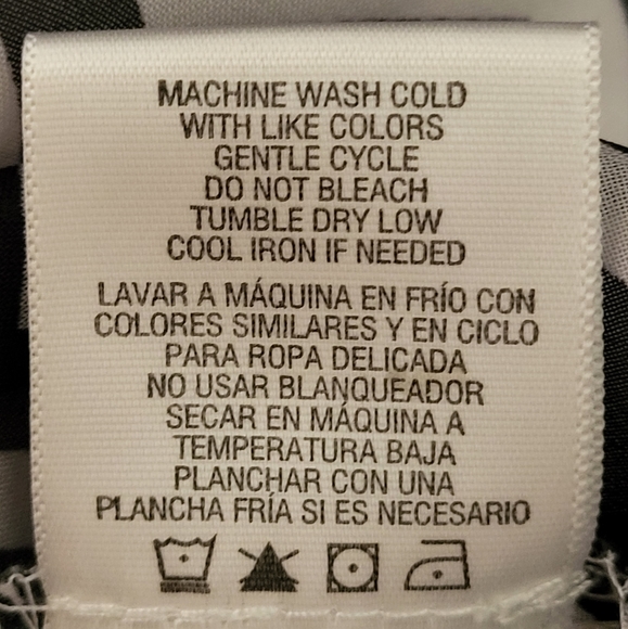 Bongo Womens Sheer Size Large Pullover Blouse Black White Herringbone Pattern - Picture 5 of 13